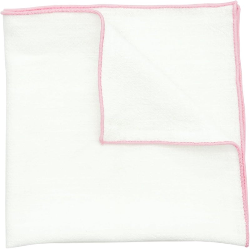 BELLUNO White Pocket Square with Embroidered Color Edge - Image 2